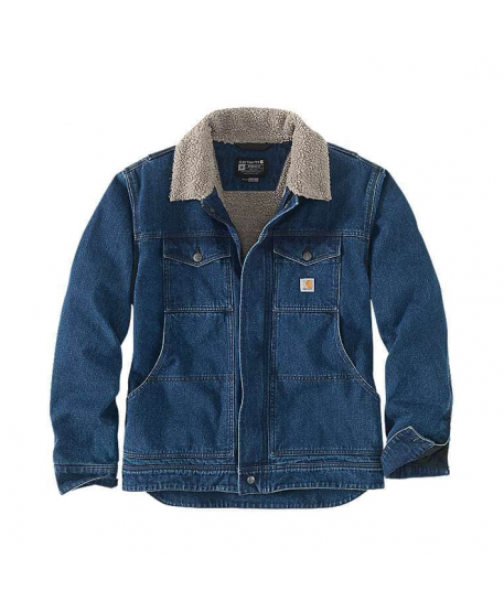 RELAXED DENIM SHERPA LINED JACKET 